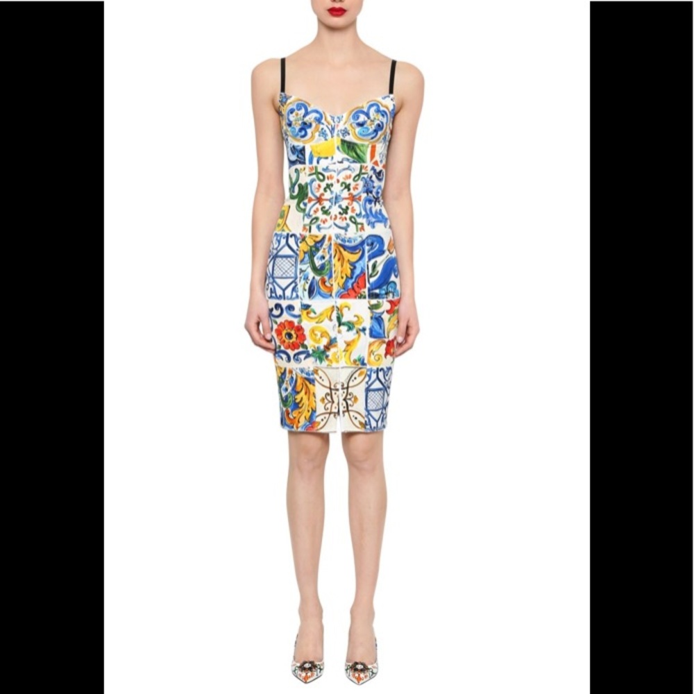 DOLCE & GABBANA Maiolica Printed Charmeuse Dress